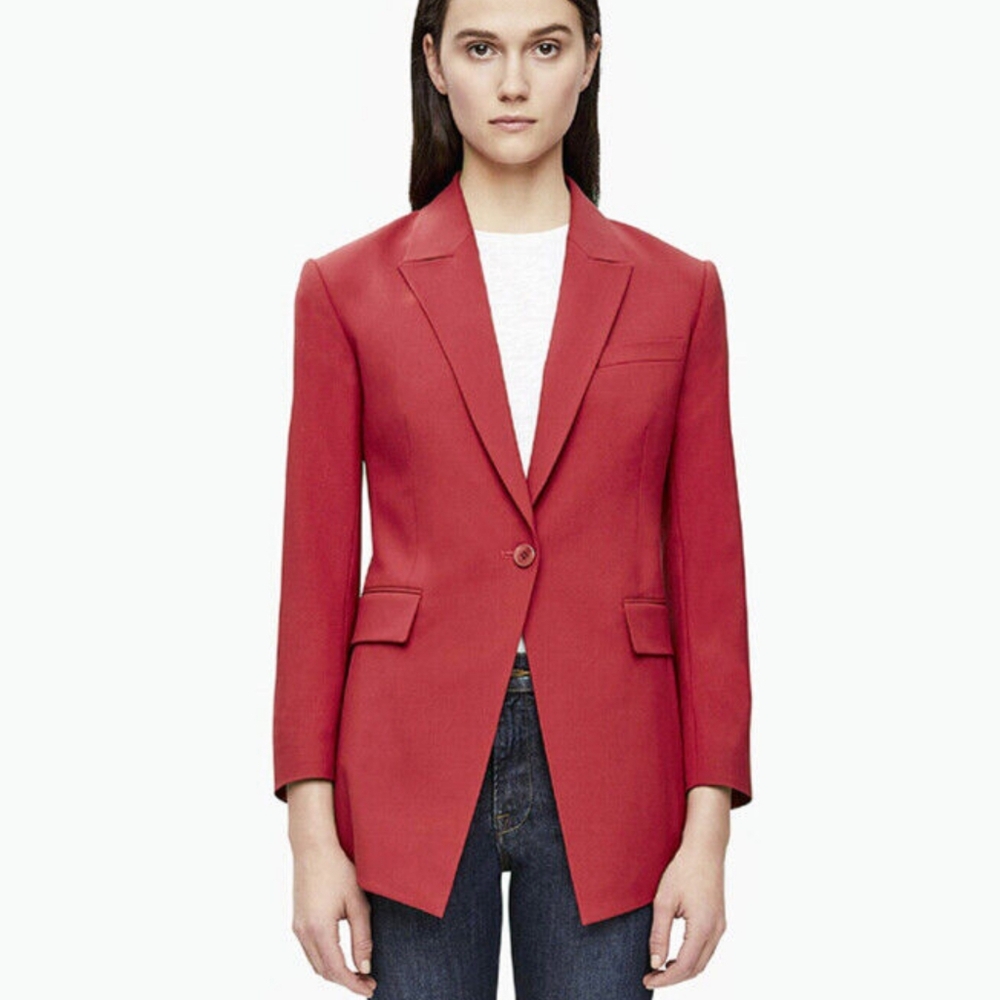 Theory Red Single-Button Blazer